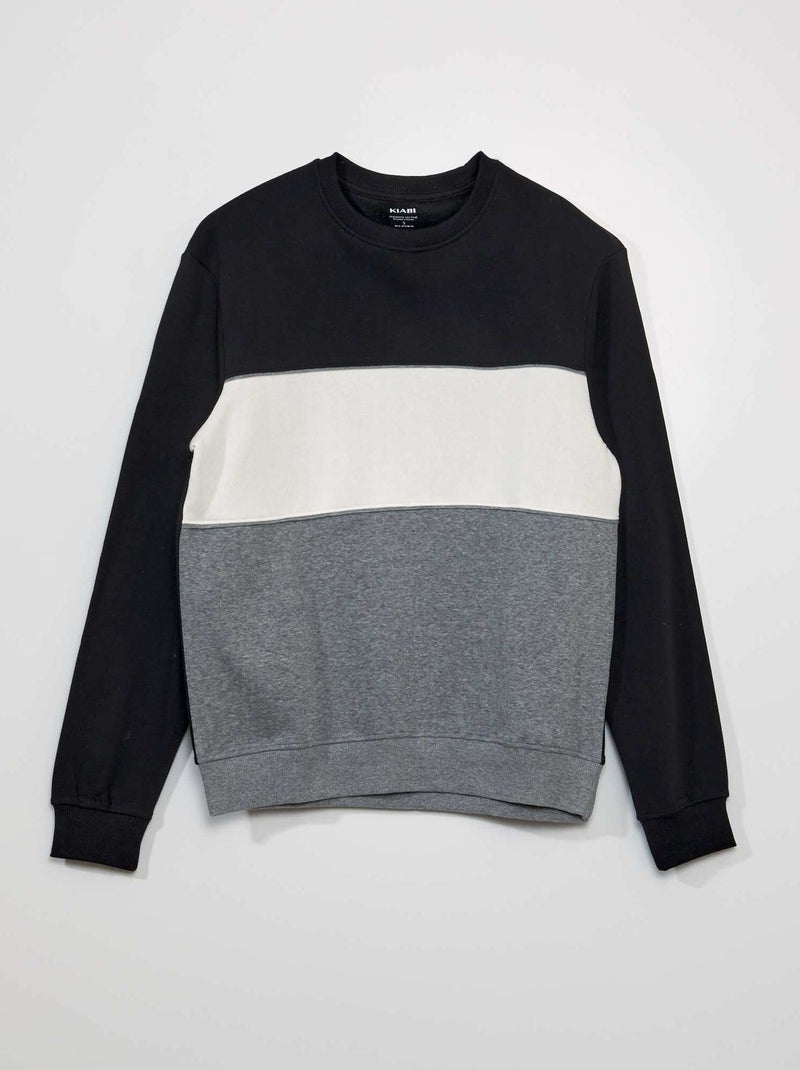 Felpa color block in tessuto felpato GRIGIO - Kiabi