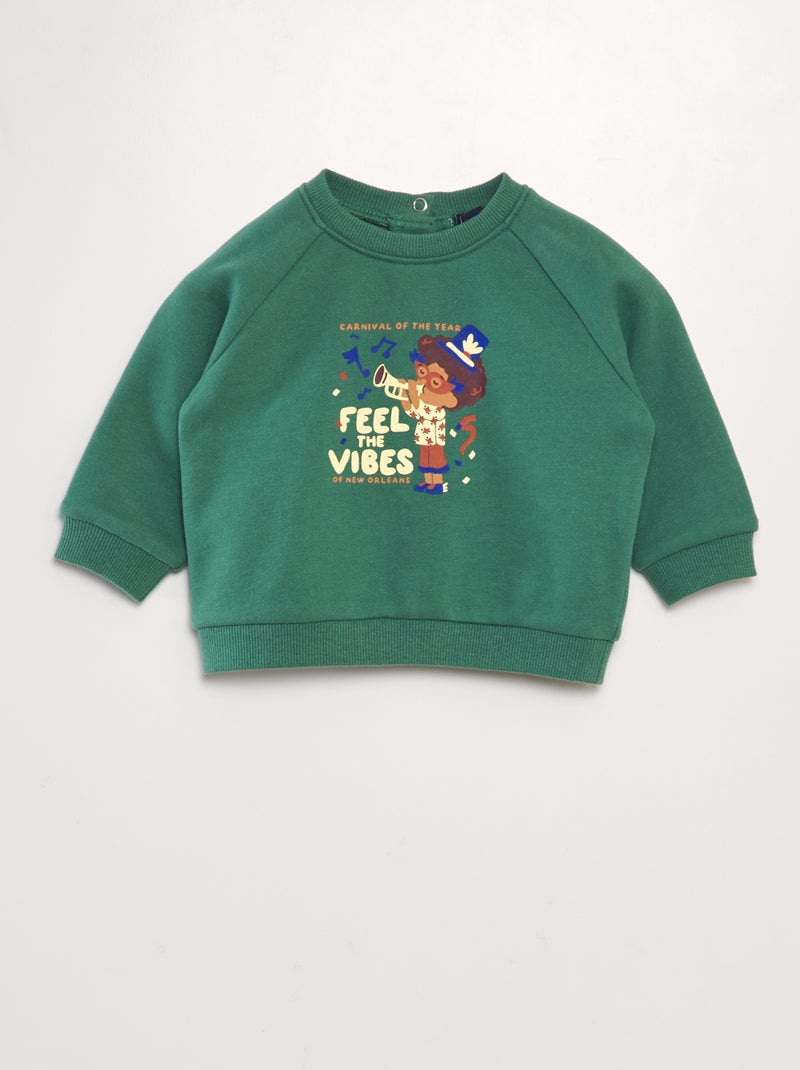 Felpa colorata in cotone VERDE - Kiabi