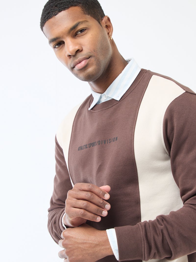 Felpa colorblock stile sportswear Marrone - Kiabi