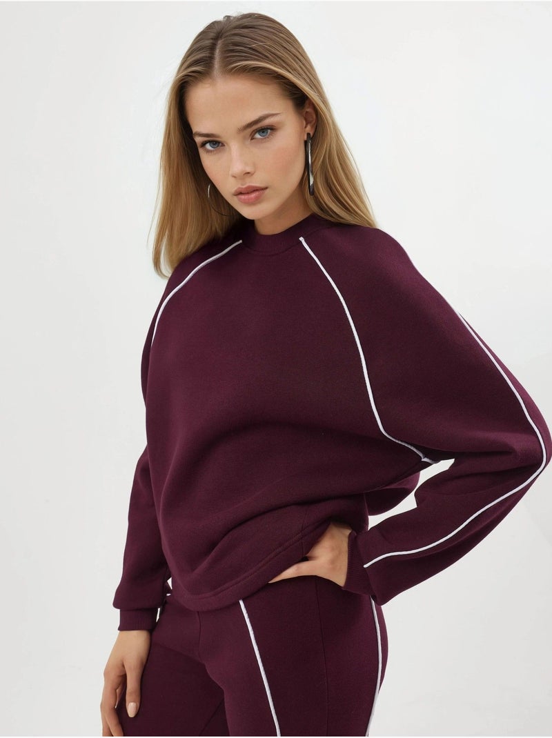 Felpa con bordatura a contrasto e maniche lunghe busem Rosso bordeaux - Kiabi