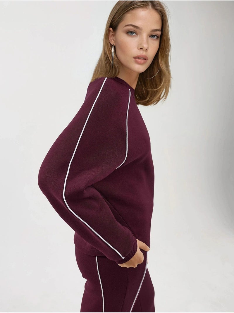 Felpa con bordatura a contrasto e maniche lunghe busem Rosso bordeaux - Kiabi