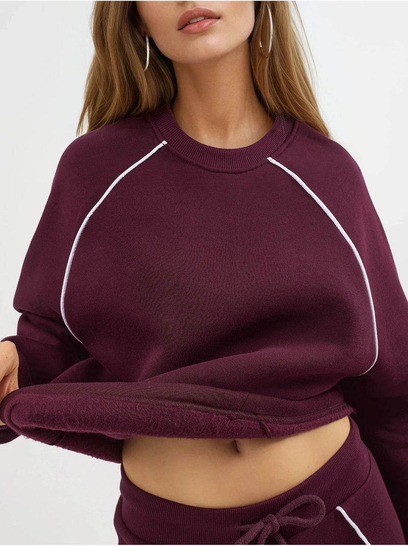 Felpa con bordatura a contrasto e maniche lunghe busem Rosso bordeaux - Kiabi