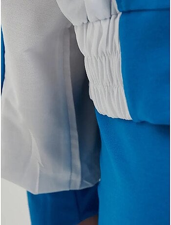 Felpa con bottoni a collo alto color block
