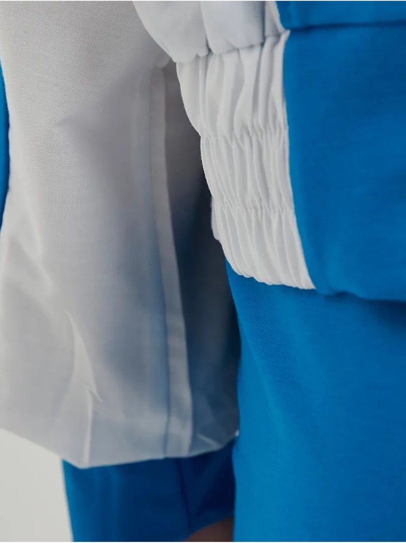 Felpa con bottoni a collo alto color block Blu - Kiabi