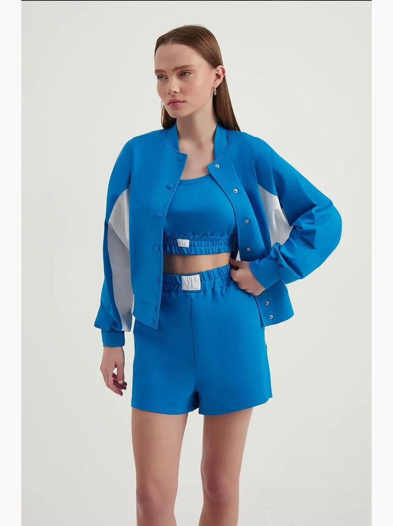 Felpa con bottoni a collo alto color block hiccup Blu - Kiabi