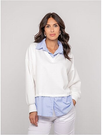 Felpa con camicia a righe YEVANE
