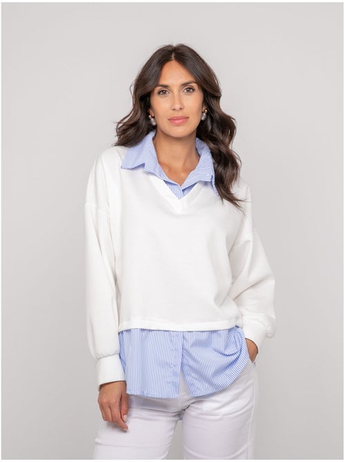 Felpa con camicia a righe YEVANE - Kiabi