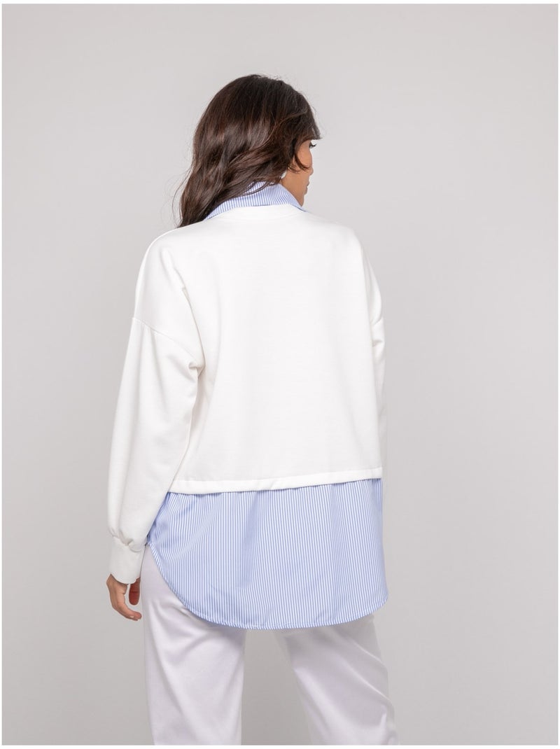 Felpa con camicia a righe YEVANE Bianco - Kiabi