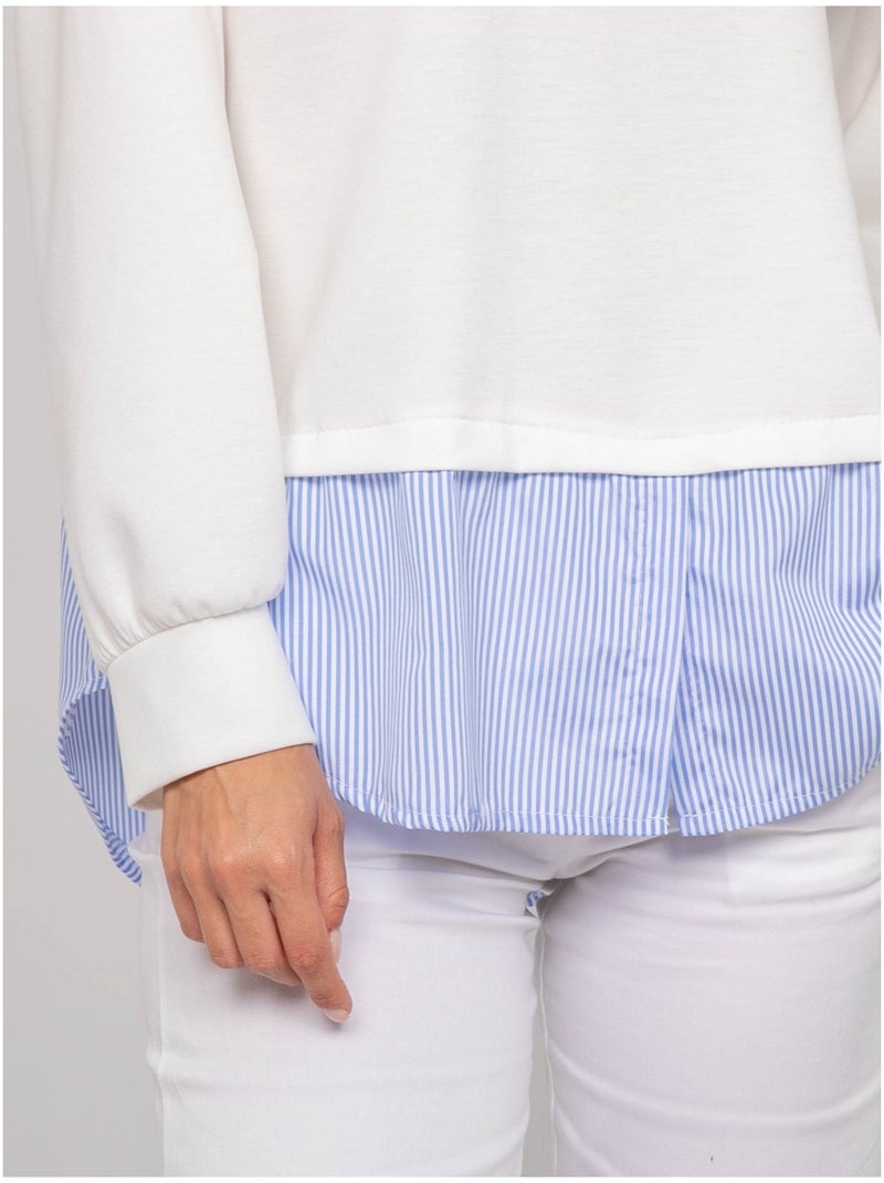 Felpa con camicia a righe YEVANE Bianco - Kiabi