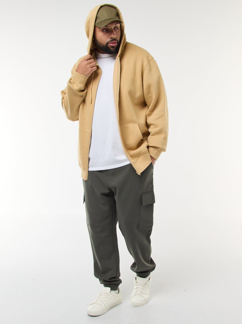 Felpa con cappuccio à Apertura con zip Beige - Kiabi