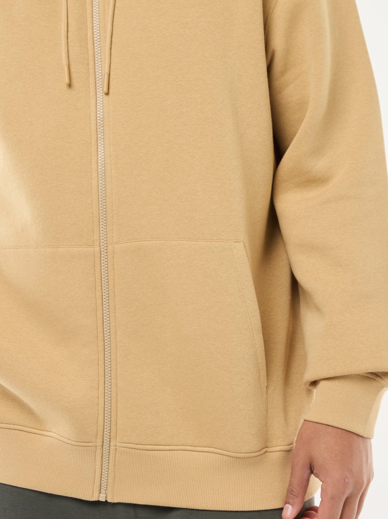 Felpa con cappuccio à Apertura con zip Beige - Kiabi