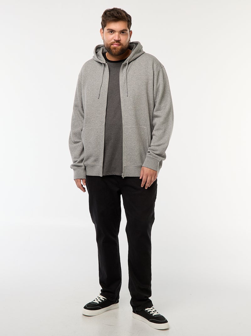 Felpa con cappuccio da uomo in pile con cerniera intera (disponibile nelle taglie Big & Tall), con cappuccio da uomo, 4XL, colore nero, Nero , 4XL