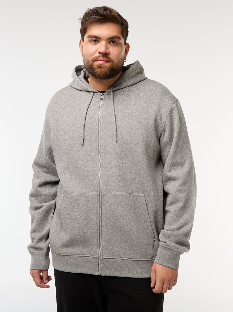 Felpa con cappuccio à Apertura con zip Grigio - Kiabi