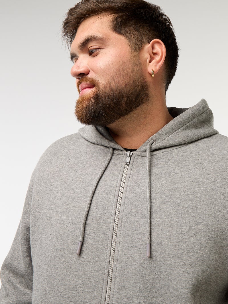 Felpa con cappuccio à Apertura con zip Grigio - Kiabi