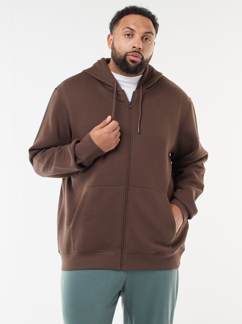 Felpa con cappuccio à Apertura con zip Marrone - Kiabi