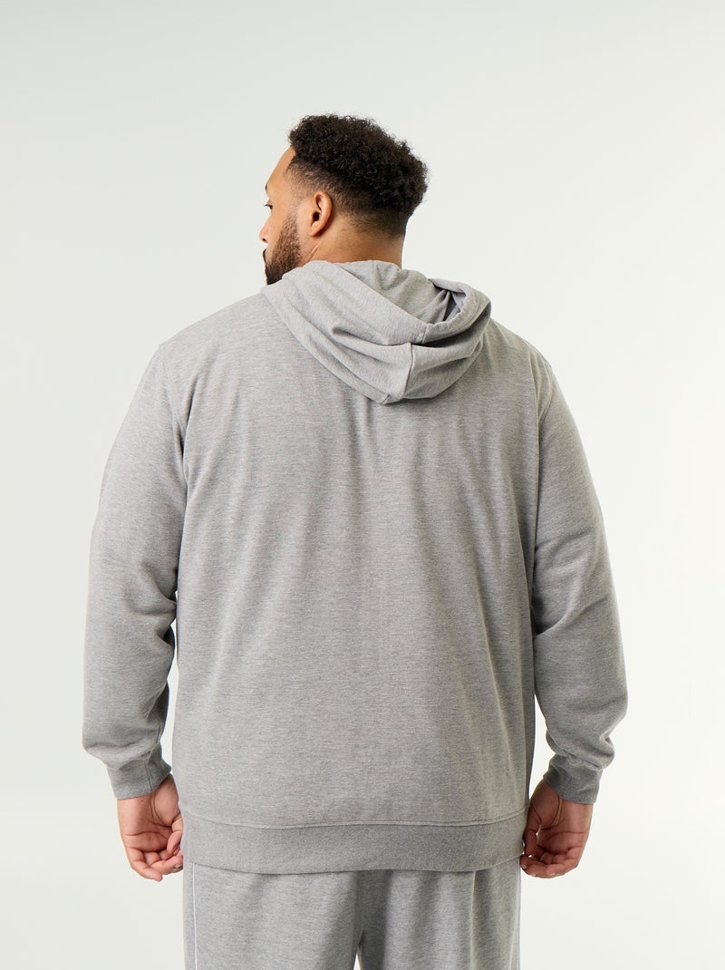 Felpa con cappuccio a tinta unita con zip Grigio - Kiabi