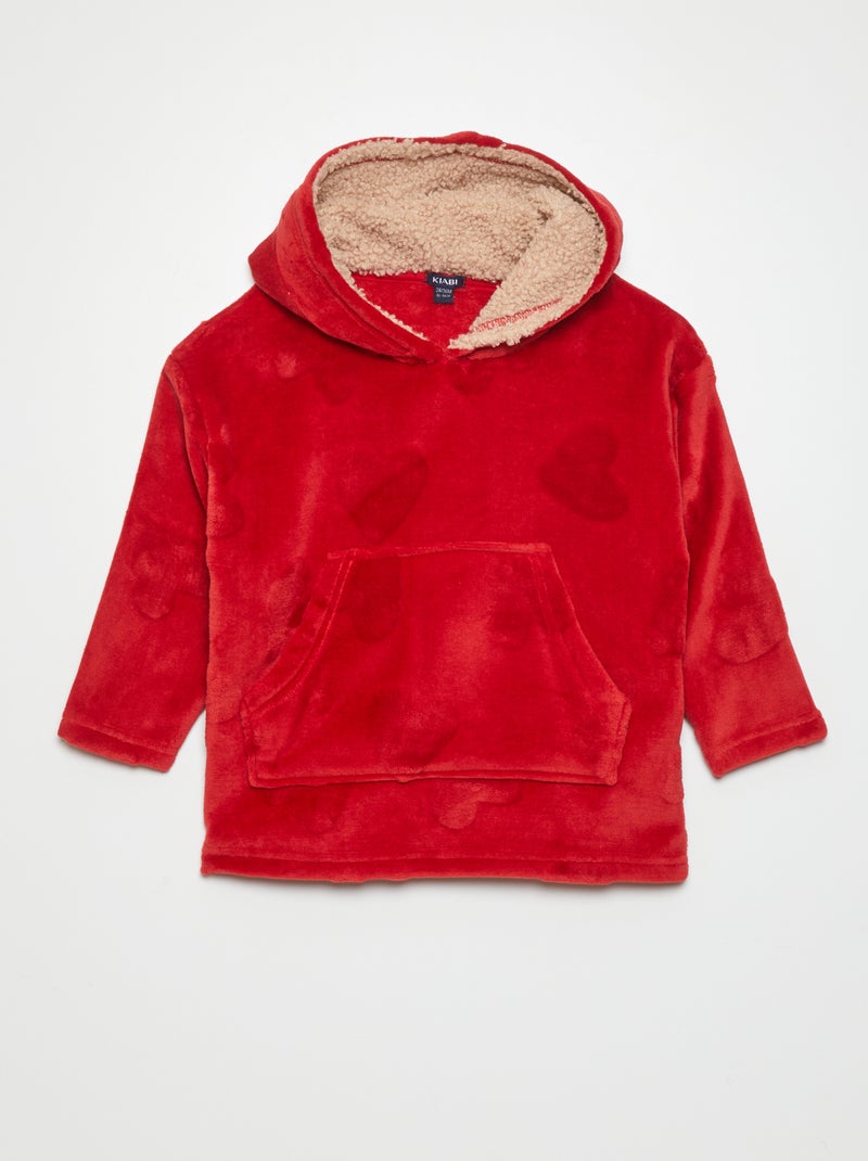Felpa con cappuccio accappatoio 'cuori' ROSSO - Kiabi