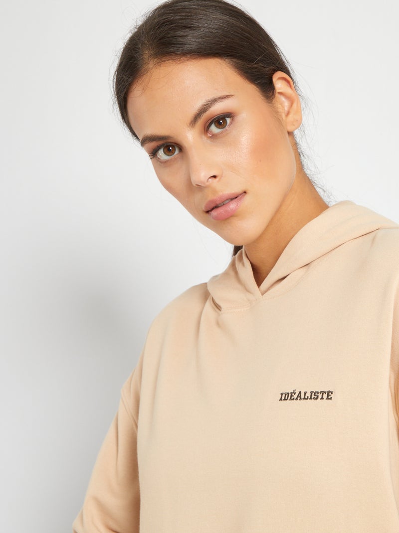 Felpa con cappuccio BEIGE - Kiabi