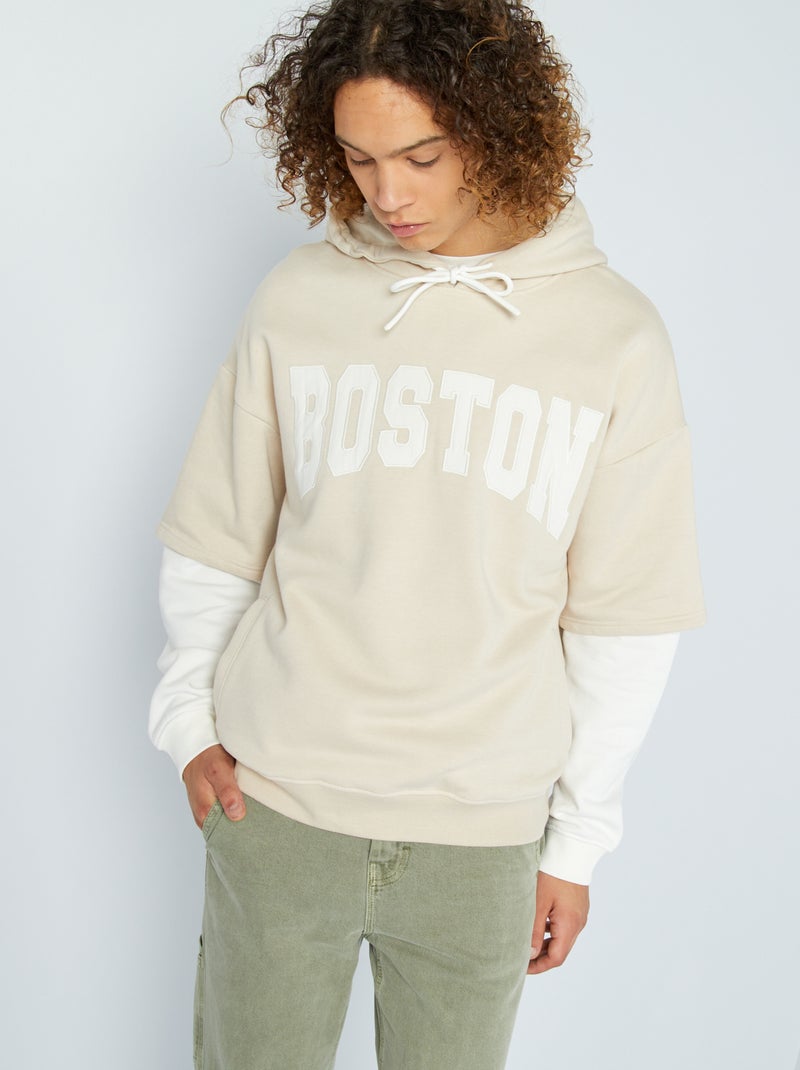 Felpa con cappuccio 'Boston' in tessuto felpato bianco - Kiabi