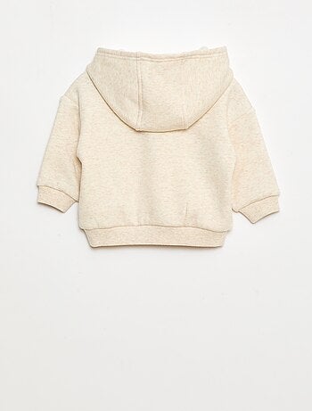 Felpa con cappuccio, bottoni e fodera calda