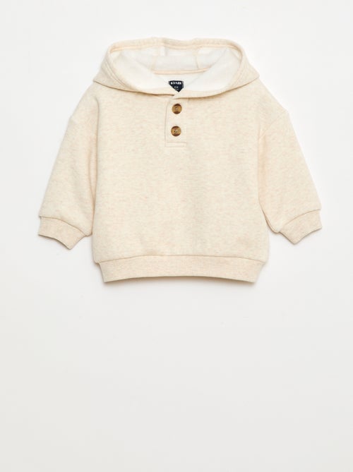 Felpa con cappuccio, bottoni e fodera calda - Kiabi