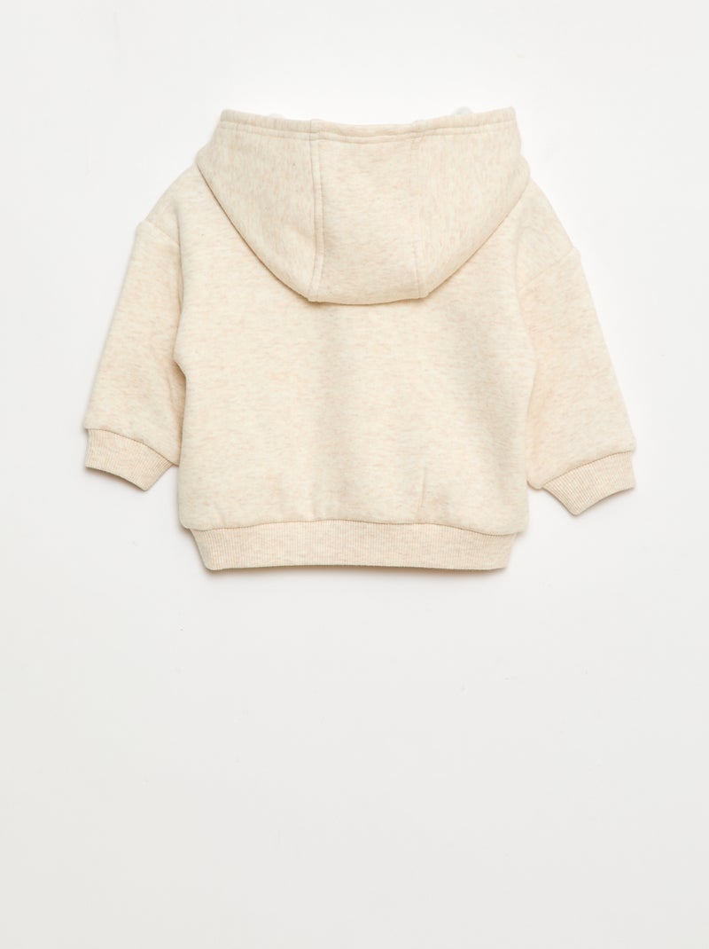 Felpa con cappuccio, bottoni e fodera calda Beige - Kiabi