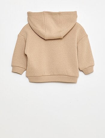 Felpa con cappuccio, bottoni e fodera calda