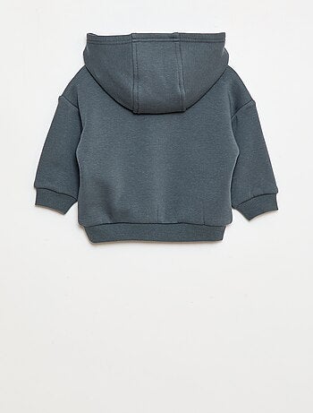 Felpa con cappuccio, bottoni e fodera calda