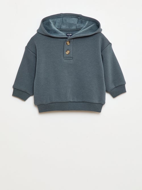 Felpa con cappuccio, bottoni e fodera calda - Kiabi