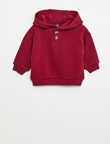 Felpa con cappuccio, bottoni e fodera calda