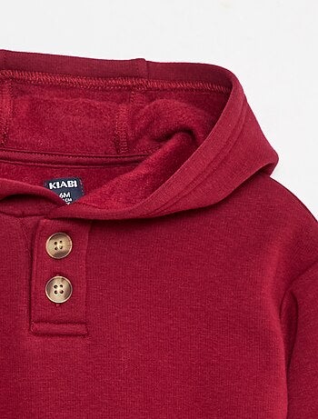 Felpa con cappuccio, bottoni e fodera calda