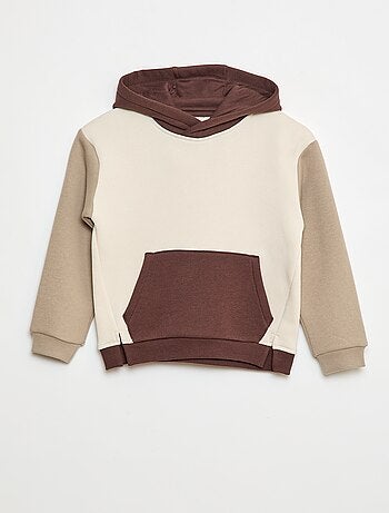 Felpa con cappuccio color block