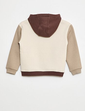 Felpa con cappuccio color block