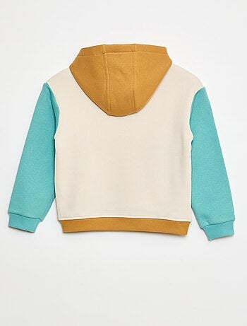 Felpa con cappuccio color block