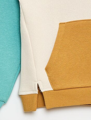 Felpa con cappuccio color block