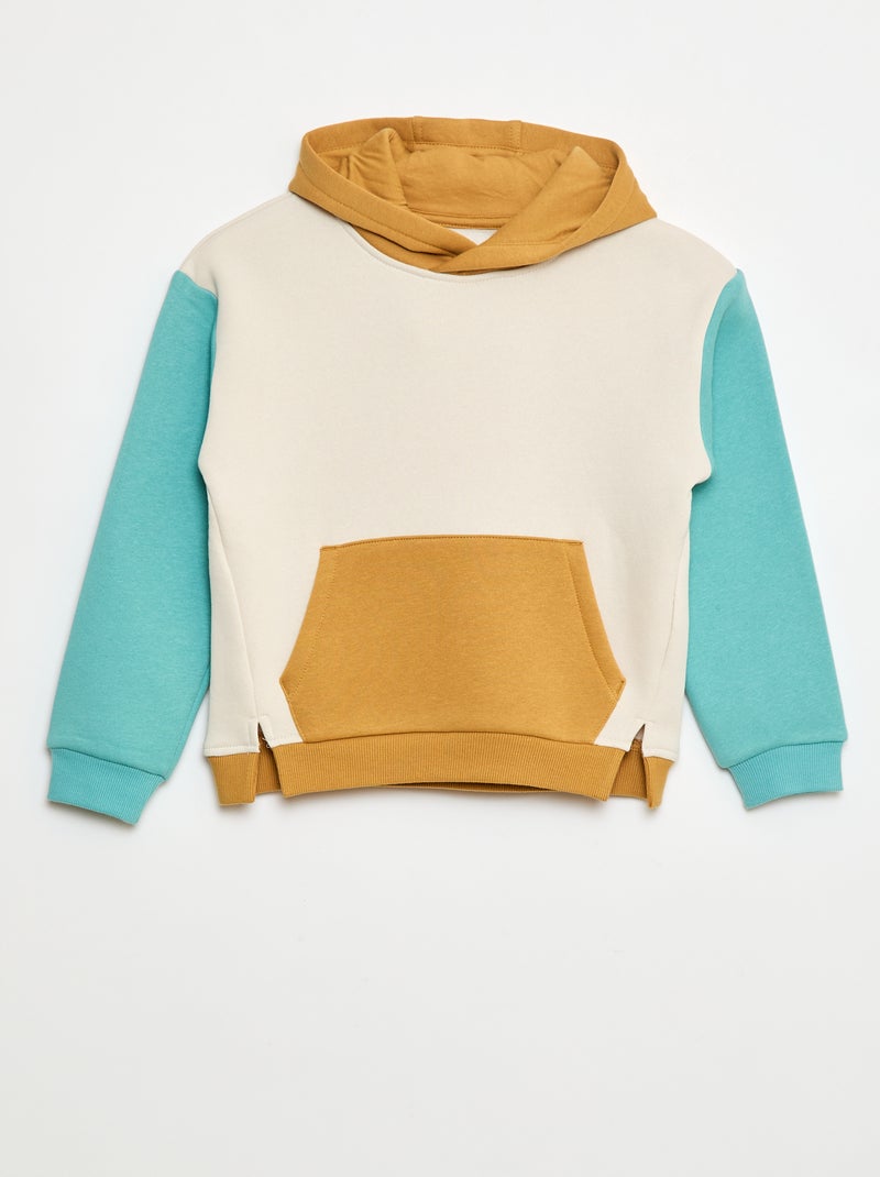 Felpa con cappuccio color block Blu - Kiabi