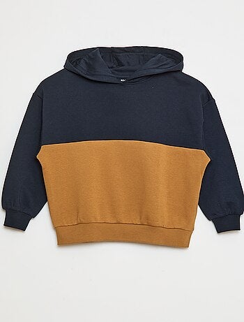 Felpa con cappuccio color block