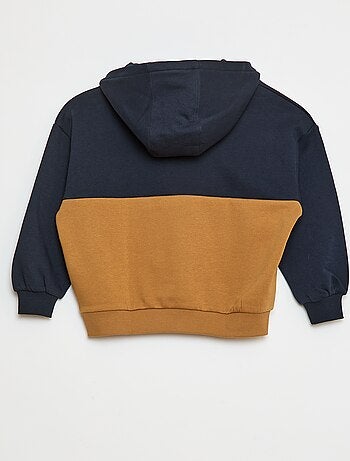 Felpa con cappuccio color block