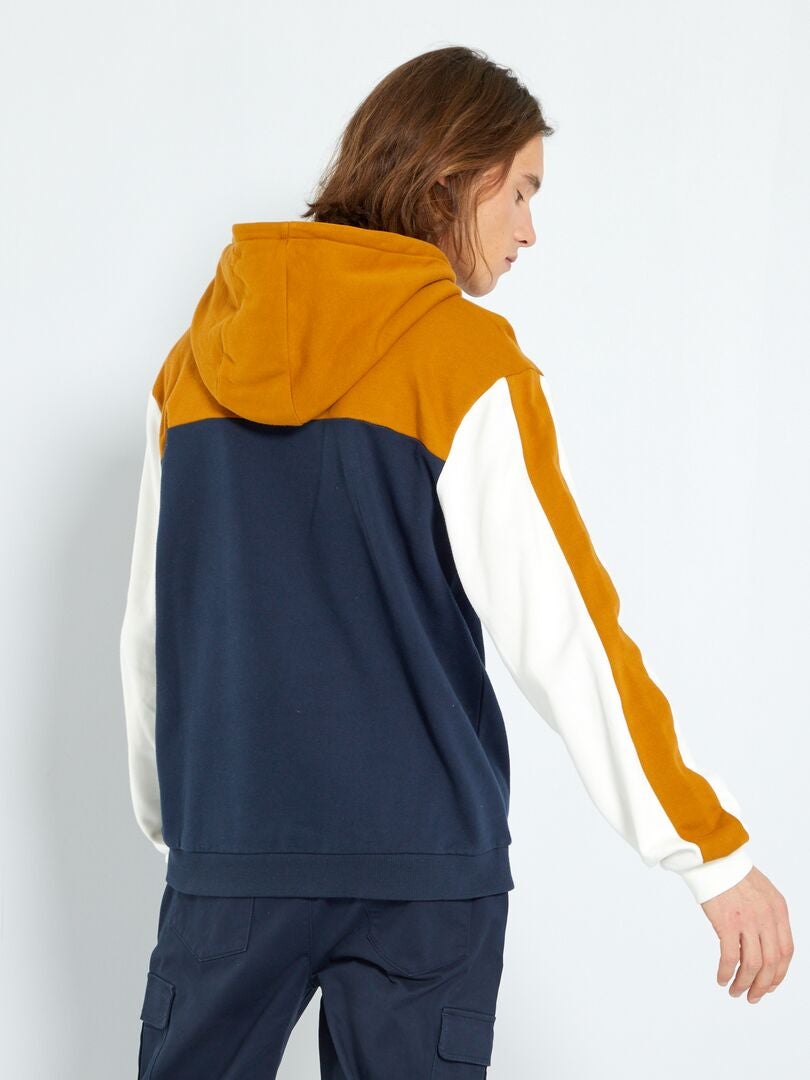 Felpa Tecnica Block Color Con Cappuccio E Zip Var Bianco Ottico - Foto 3