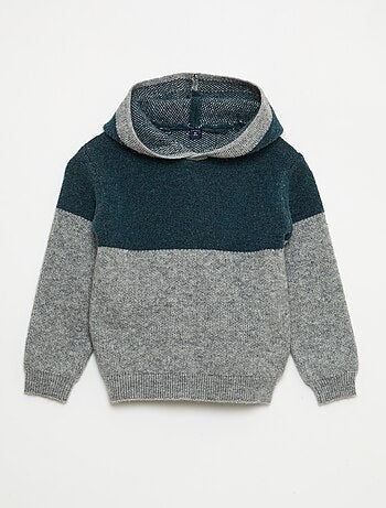 Felpa con cappuccio color block