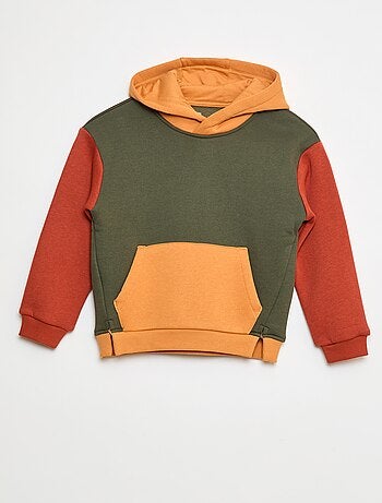 Felpa con cappuccio color block