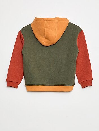 Felpa con cappuccio color block