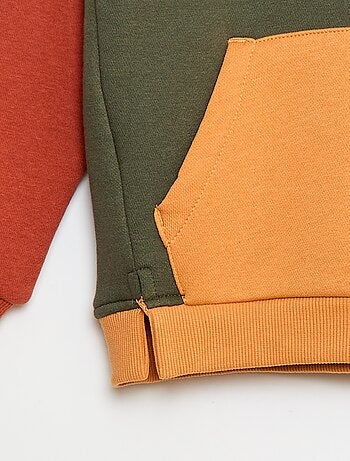 Felpa con cappuccio color block