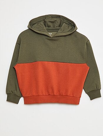 Felpa con cappuccio color block