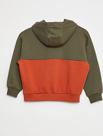 Felpa con cappuccio color block