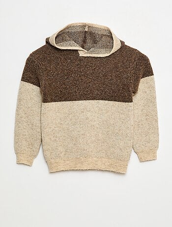 Felpa con cappuccio color block