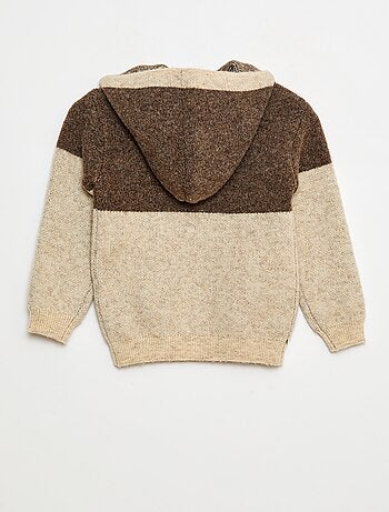 Felpa con cappuccio color block