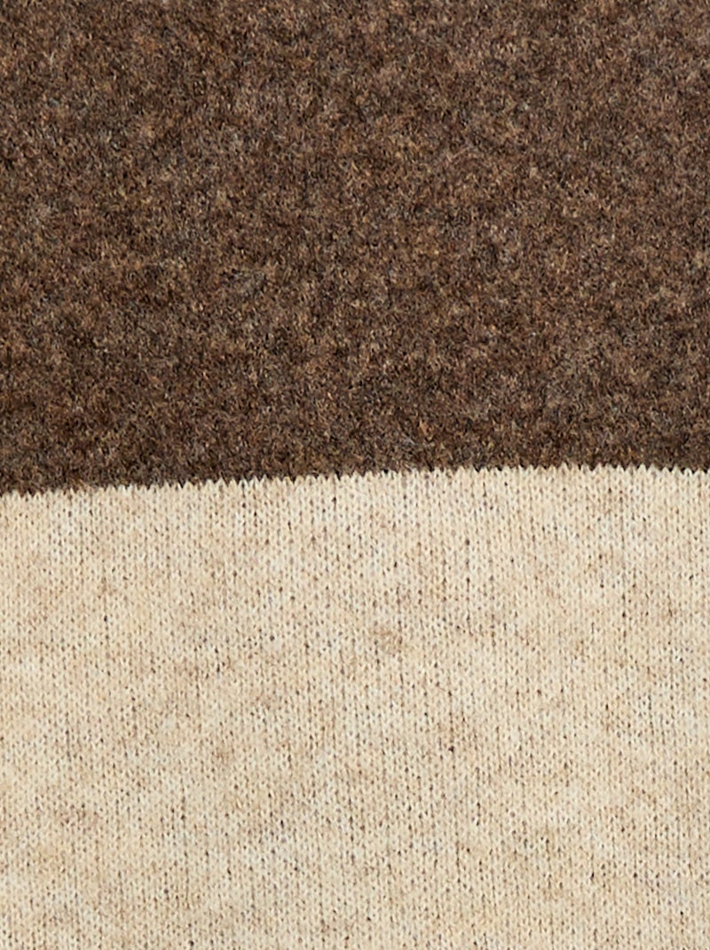 Felpa con cappuccio color block Marrone - Kiabi