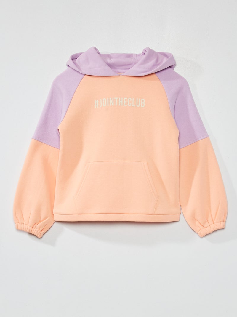 Felpa con cappuccio color block ROSA - Kiabi