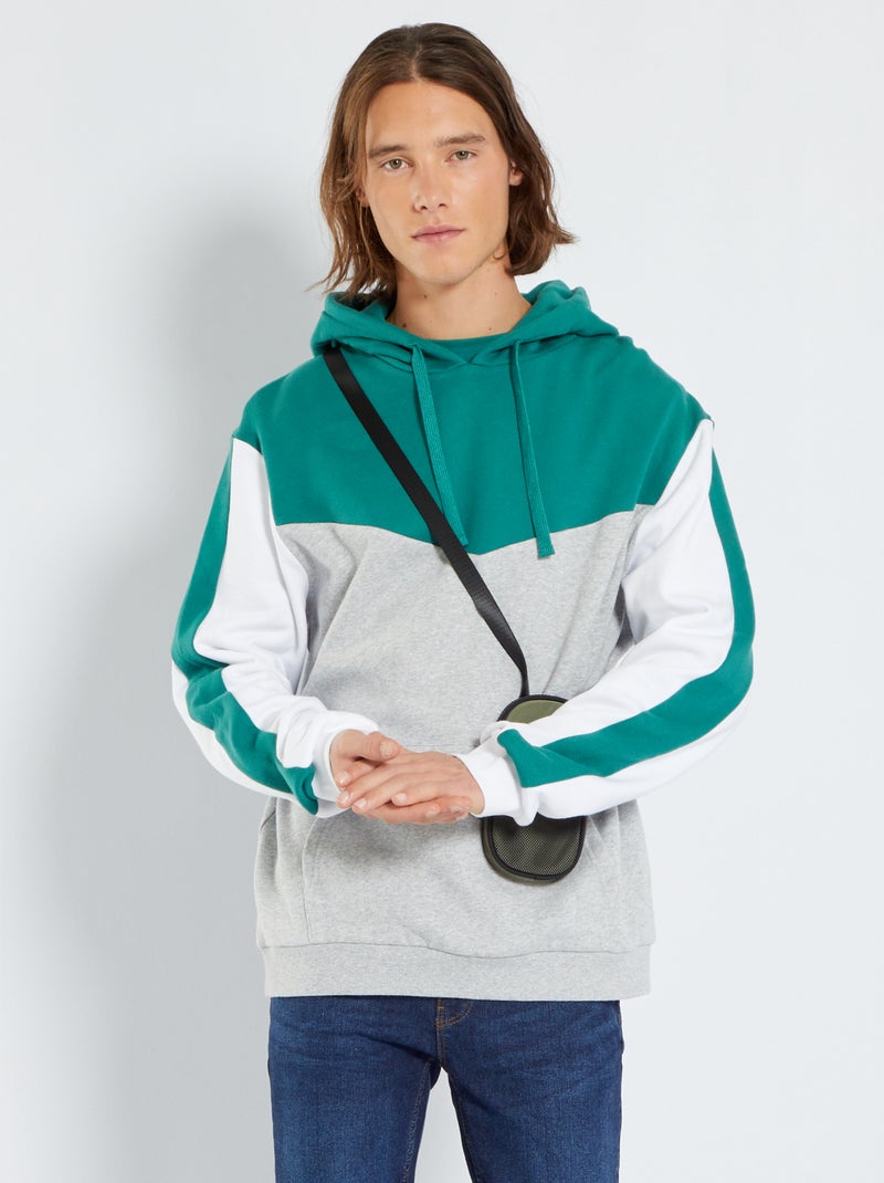 Felpa con cappuccio 'color block' VERDE - Kiabi